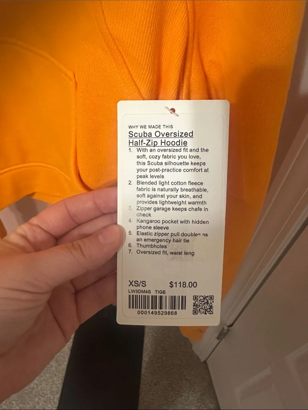 NWT Lululemon Scuba Oversized Half-Zip Hoodie Tiger